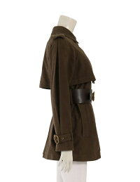 【中古】美品GUCCIグッチベルト付きコートコットン茶ブラウンメーカーサイズ38参考サイズSレディース【本物保証】【中古】