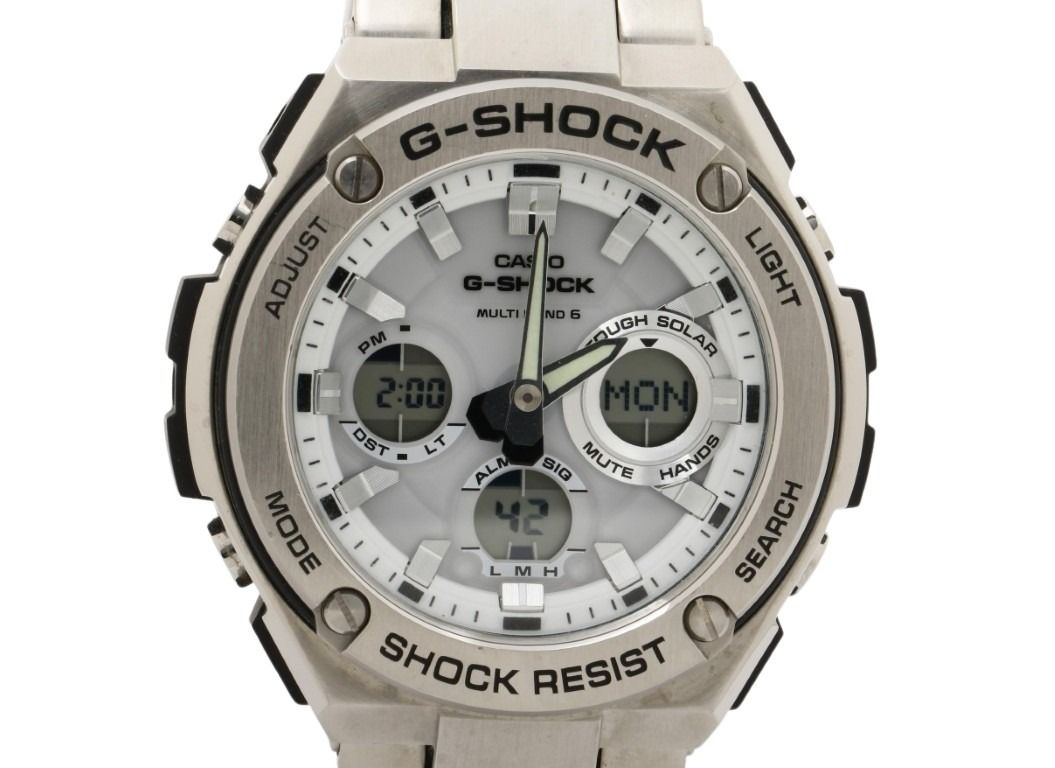 乐天商城 - CASIO カシオ 腕時計 G-SHOCK G-STEEL GST-W100 Series GST-W110D-7AJF ホワイト シルバー系 樹脂／ステンレススチール メンズ アナデジ 【本物保証】【中古】