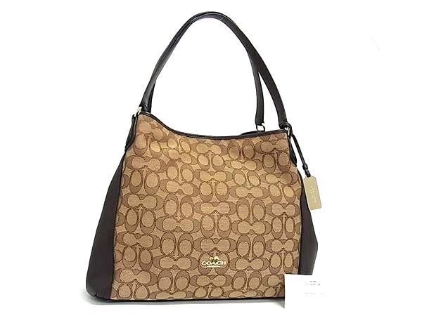 COACH コーチ トートバッグ シグネチャー イーディ ハンドバッグ 36466 ブラウン系 キャンバス×レザー レディース 超美品【本物保証】【中古】