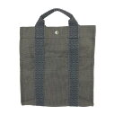 HERMES エルメス リュックサック エールライン アド MM - グレー シルバー金具 キャンバス ユニセックス バックバック 2WAY ハンドバッグ【本物...