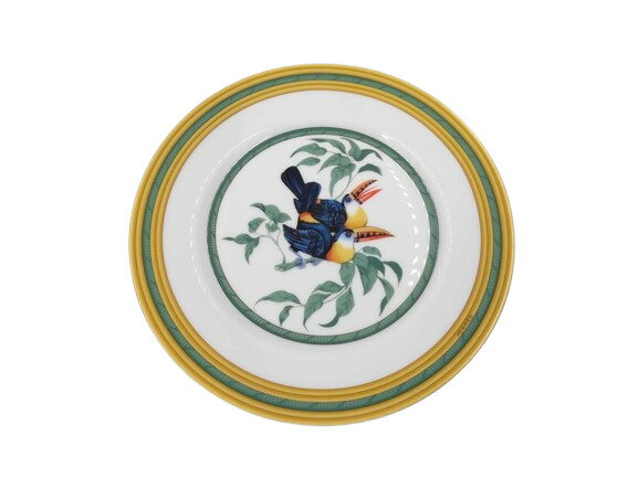 乐天商城 - HERMES エルメス プレート 皿 Toucans トゥカン マルチカラー ポーセリン 磁器 ユニセックス オオハシ バード トリ 陶器 磁器 美品【本物保証】【中古】