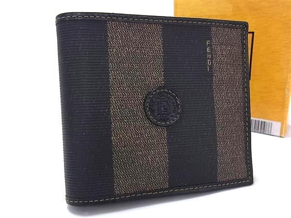乐天商城 - FENDI フェンディ 財布 ペカン 2251 01445 068 カーキ系 PVC レザー メンズ 二つ折り 財布 美品【本物保証】【中古】