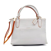 COACHコーチ2wayミニバッグショルダーバッグレザーホワイトオレンジ51612レディースバッグ【本物保証】【中古】