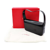 超美品CartierカルティエハッピーバースデーL1000532-EBハンドバッグワンショルダーバッグパテントレザーブラック【本物保証】【中古】