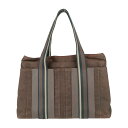 HERMES エルメス トートバッグ トロカホリゾンタル MM - ブラウン キャンバス レザー ユニセックス ハンドバッグ【本物保証】【中古】