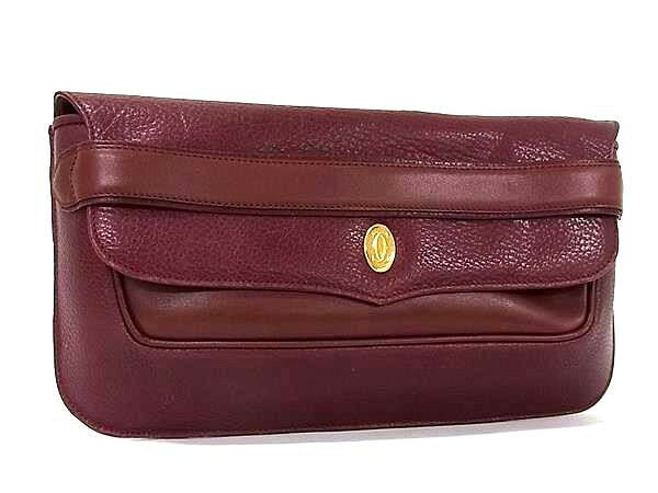 Cartier カルティエ クラッチバッグ マストライン ボルドー系 レザー レディース ...