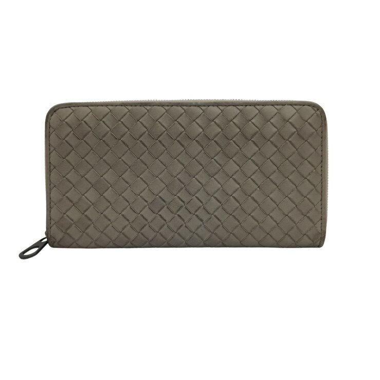 B, C, D, G, J, L, S, T, Z - BOTTEGA VENETA ボッテガヴェネタ 長財布 イントレチャート 510643 グレー系 レザー ユニセックス ラウンドファスナー 美品【本物保証】【中古】