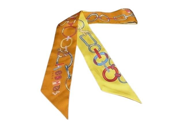HERMES エルメス リボンスカーフ ツイリー マルチカラー シルク100% レディース Do Re Boucles 美品【本物保証】【中古】