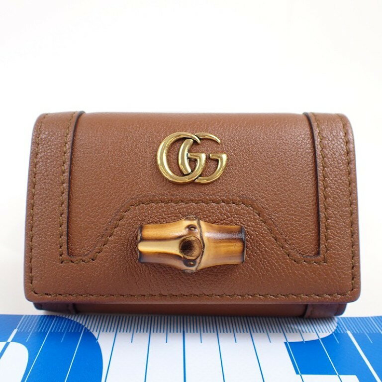 乐天商城 - GUCCI グッチ キーケース バンブー GGマーモント ダイアナ 658636 ブラウン系 レザー ユニセックス 6連 ゴールド金具 超美品【本物保証】【中古】