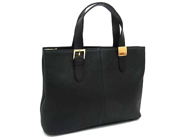 Burberrys バーバリーズ ハンドバッグ ブラック レザー レディース ノバチェック ベルト ゴールド金具 超美品【本物保証】【中古】