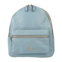 超美品 COACH コーチ リュックサック チャーリー ミディアム バックパック F30550 ライトブルー シルバー金具 ペブルド レザー レディース【本物保...