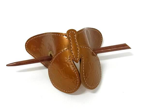 LOUIS VUITTON ルイヴィトン かんざし モノグラム コントドゥ フェ バタフライ ブロンズ レザー レディース【本物保証】【中古】