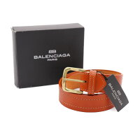 新品未使用展示品BALENCIAGAバレンシアガベルトレザーブラウンメンズ5穴調節【本物保証】証】【中古】