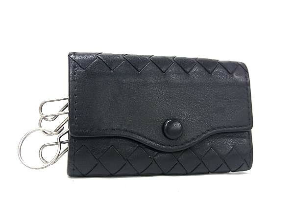 BOTTEGA VENETA ボッテガヴェネタ キーケース イントレチャート 339336 ブラック系 レザー ユニセックス 4連 美品【本物保証】【中古】