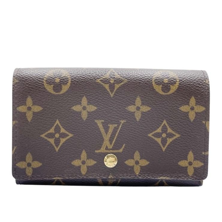 LOUIS VUITTON ルイヴィトン 財布 モノグラム ポルトモネビエ・トレゾール M61730 ブラウン モノグラム レディース 二つ折り財布 美品【本物保証】【中古】