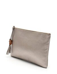 超美品GUCCIグッチバンブークラッチバッグレザーシャンパンゴールド376858【本物保証】【中古】