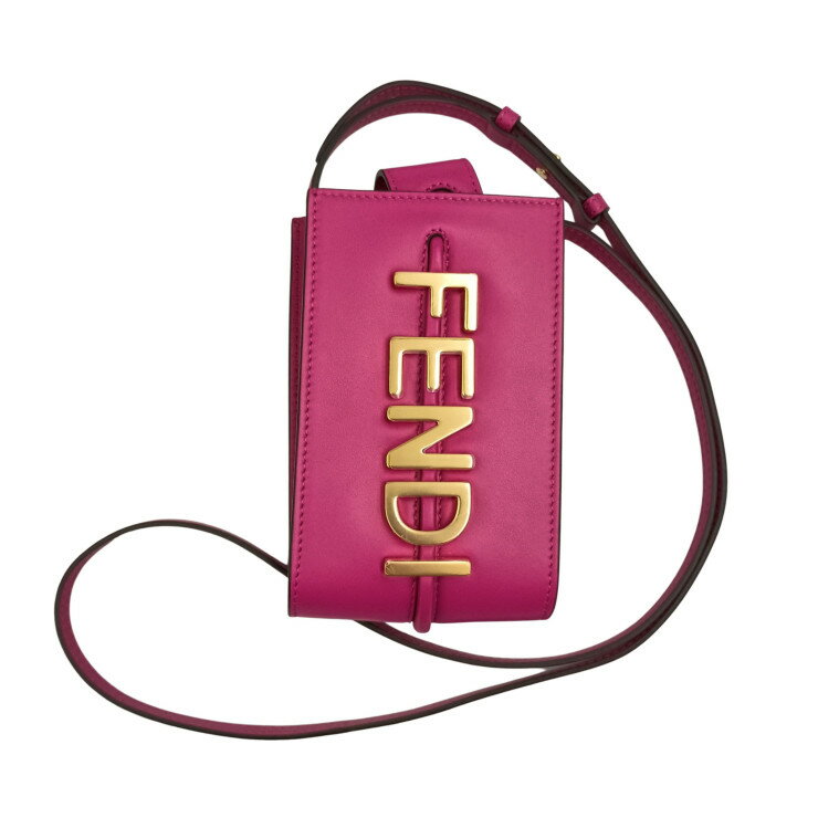 乐天商城 - FENDI フェンディ ショルダーバッグ グラフィ ショルダーフォンポーチ 7AS192 ピンク系 レザー レディース スマホショルダー ポシェット ゴールド金具 超美品【本物保証】【中古】