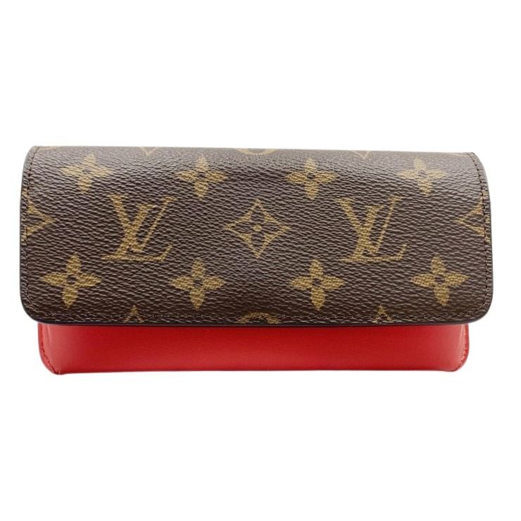 LOUIS VUITTON ルイヴィトン 眼鏡ケース エテュイ・リュネット ウディ GI0372 ブラウン レッド モノグラム レディース【本物保証】【中古】