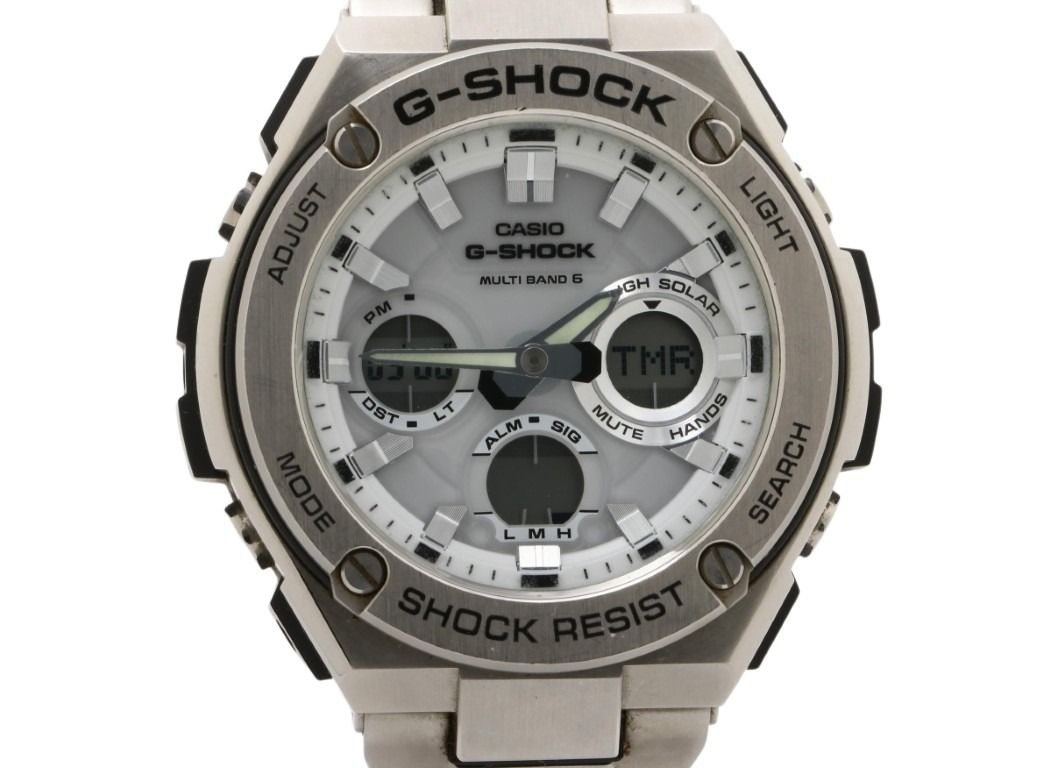 乐天商城 - CASIO カシオ 腕時計 G-SHOCK G-STEEL GST-W100 Series GST-W110D-7AJF ホワイト シルバー系 樹脂／ステンレススチール メンズ アナデジ 美品【本物保証】【中古】