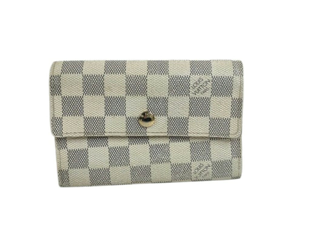 乐天商城 - LOUIS VUITTON ルイヴィトン 三つ折り財布 ポルトフォイユ アレクサンドラ N63068 アズール系 ダミエ アズール ユニセックス ゴールド金具【本物保証】【中古】