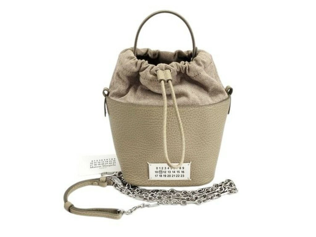 乐天商城 - Maison Margiela メゾン マルジェラ ハンドバッグ 5AC S61WG0035 グレージュ系 レザー レディース 2WAY ショルダーバッグ バケットバッグ シルバー金具 美品【本物保証】【中古】