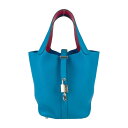超美品 HERMES エルメス ハンドバッグ ピコタンロックPM エクラ - ブルーフリーダ ローズメキシコ シルバー金具 トリヨンクレマンス ヴォースイフト ...