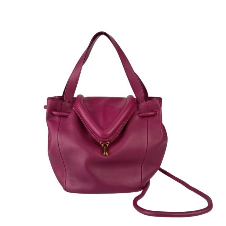 乐天商城 - BOTTEGA VENETA ボッテガヴェネタ ショルダーバッグ BEAK ビーク 666531 パープル系 レザー レディース 2WAY ゴールド金具 美品【本物保証】【中古】