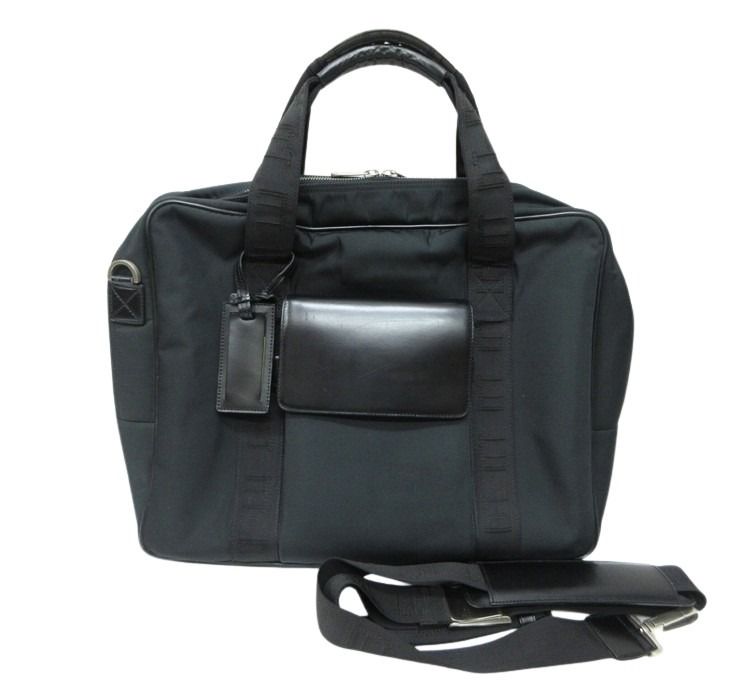 Rakuten - dunhill ダンヒル ビジネスバッグ トラベラーズ LC6030A ブラック系 ナイロン レザー メンズ 2WAY ショルダーバッグ シルバー金具【本物保証】【中古】