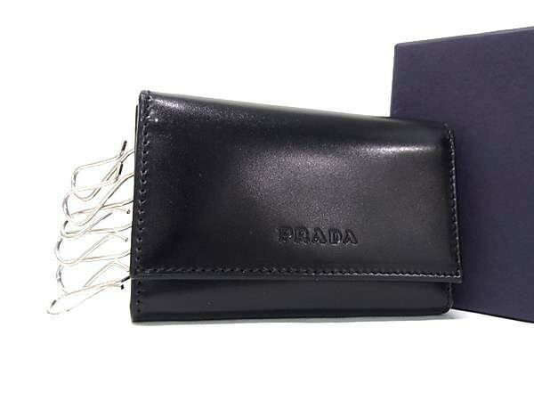 乐天商城 - PRADA プラダ キーケース 1M0222 ブラック レザー ユニセックス 6連 シルバー金具 美品【本物保証】【中古】