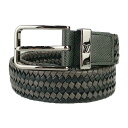 超美品 LOUIS VUITTON ルイ ヴィトン ベルト サンチュール・ポンヌフ ブレイデッド 35MM M0377 ブラック系 グレー系 シルバー金具 メン...