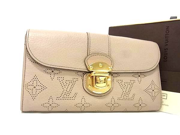 乐天商城 - LOUIS VUITTON ヴィトン 財布 ポルトフォイユ イリス M58139 トープ(ベージュ系) モノグラムマヒナ レディース 二つ折り 長財布 ゴールド金具 美品【本物保証】【中古】