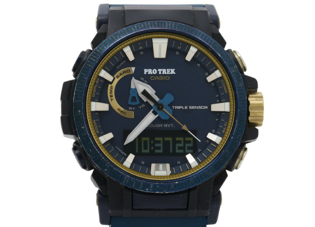 乐天商城 - CASIO カシオ 時計 プロトレック Climber Line PRW61SS2JR ネイビー 樹脂／ステンレススチール／樹脂（バイオマスプラスチック） メンズ アナデジ カシオウォッチ50周年記念モデル【本物保証】【中古】