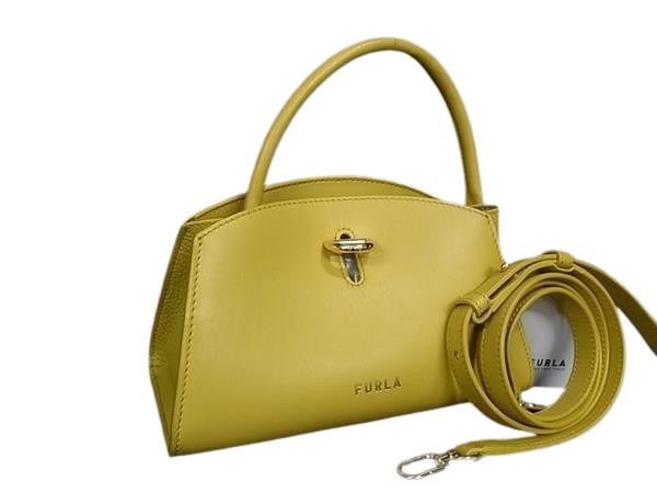 乐天商城 - FURLA フルラ ショルダーバッグ GENESI ジェネシー イエロー系 レザー レディース 2WAY ゴールド金具 美品【本物保証】【中古】
