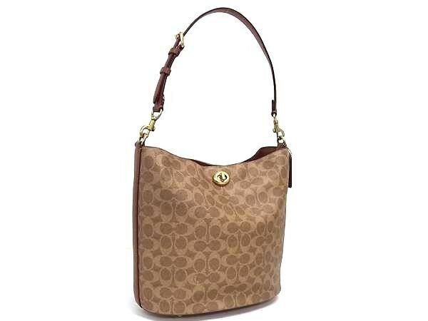 乐天商城 - COACH コーチ ショルダーバッグ シグネチャー ウィロウ CW882 ブラウン系 PVC×レザー レディース ゴールド金具 美品【本物保証】【中古】
