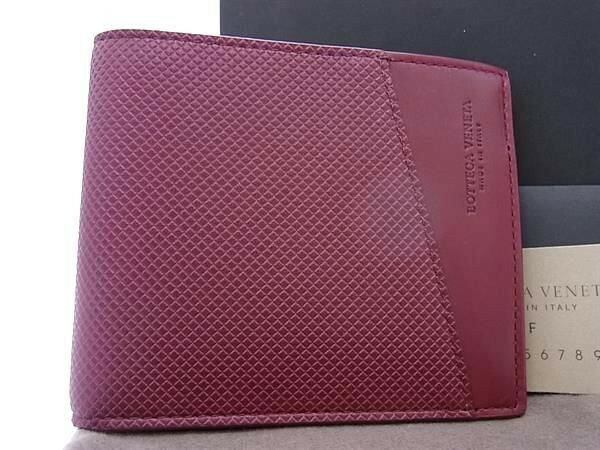 BOTTEGA VENETA - BOTTEGA VENETA ボッテガヴェネタ 二つ折り財布 マルコポーロ 575869 ボルドー系 レザー メンズ 超美品【本物保証】【中古】