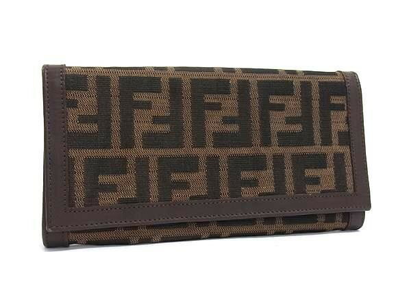 FENDI フェンディ 長財布 ズッカ 2807 30851 99 ブラウン系 キャンバス×レザー メンズ 美品【本物保証】【中古】