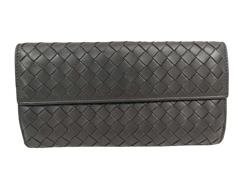 乐天商城 - BOTTEGA VENETA ボッテガヴェネタ 長財布 イントレチャート 134075 ブラウン レザー ユニセックス Wホック 二つ折り【本物保証】【中古】