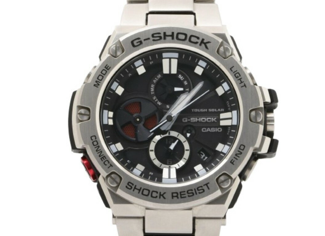 乐天商城 - CASIO カシオ 腕時計 G-SHOCK G-STEEL GST-B100 Series GST-B100D-1AJF ブラック シルバー系 樹脂／ステンレススチール メンズ アナログ 美品【本物保証】【中古】