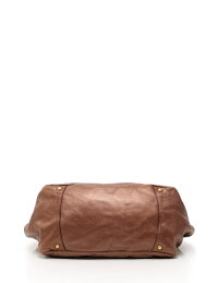 超美品PRADAプラダ2WAYトートバッグレザーブロンズゴールド金具【本物保証】【中古】