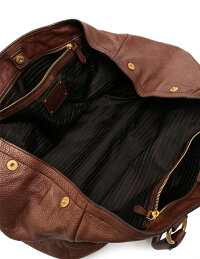 超美品PRADAプラダ2WAYトートバッグレザーブロンズゴールド金具【本物保証】【中古】