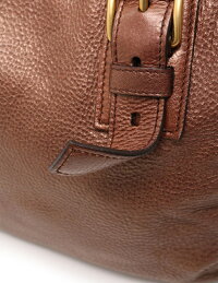 超美品PRADAプラダ2WAYトートバッグレザーブロンズゴールド金具【本物保証】【中古】
