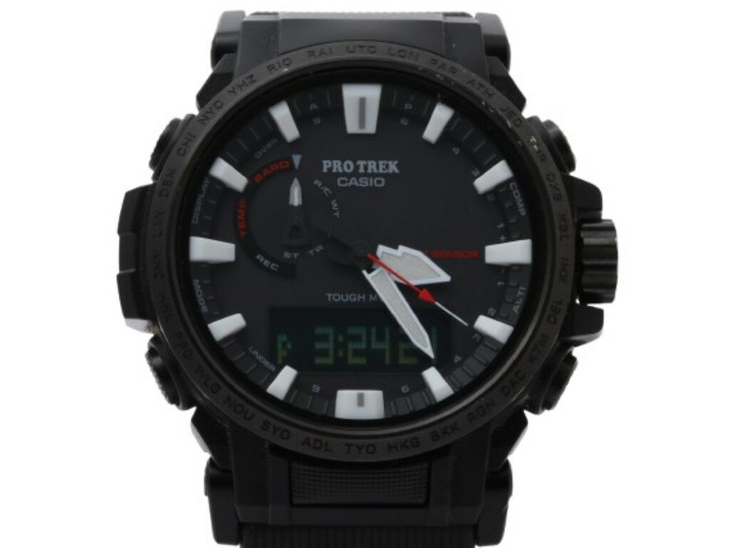 乐天商城 - CASIO カシオ 腕時計 PRO TREK プロトレック Climber Line PRW-61Y-1BJF ブラック系 樹脂（バイオマス）／ステンレススチール メンズ アナデジ 美品【本物保証】【中古】
