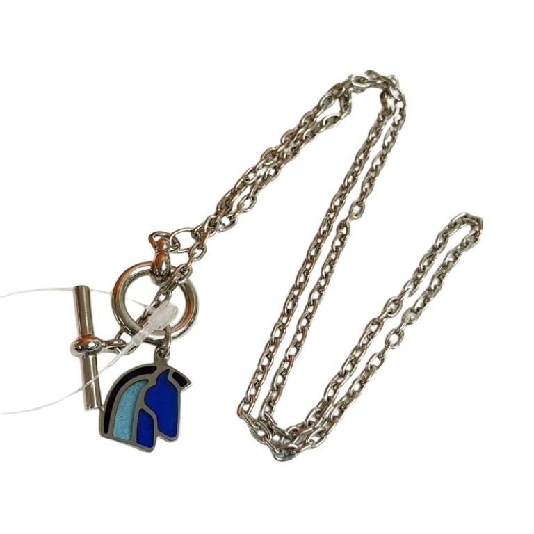 HERMES エルメス ネックレス HELIOS CHEVAL ヘリオス シュヴァル カマイユドゥブルー シルバー系 メタル レディース 美品【本物保証】【中古】