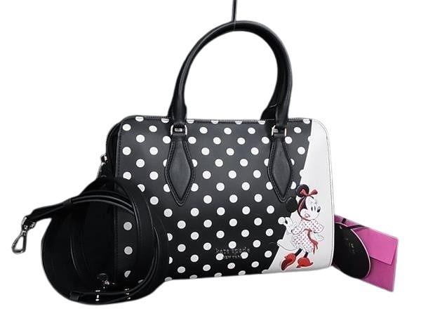 乐天商城 - KATE SPADE ケイトスペード ハンドバッグ ディズニーコラボ ミニーマウス ブラック系×ホワイト系 レザー レディース 2WAY ゴールド金具 超美品【本物保証】【中古】