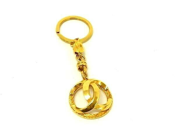 乐天商城 - CHANEL シャネル バッグチャーム ココマーク ゴールド系 メタル ユニセックス キーホルダー キーリング 美品【本物保証】【中古】