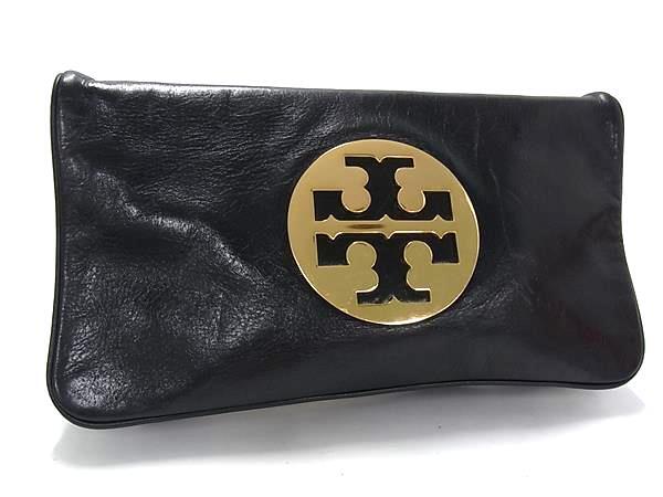 TORY BURCH トリーバーチ バッグ クラッチバッグ ブラック レザー レディース ゴールド金具【本物保証】【中古】