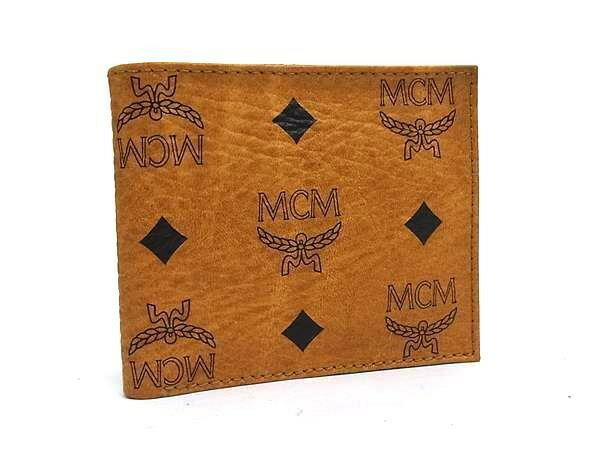 乐天商城 - MCM エムシーエム 二つ折り財布 ヴィセトス ロゴグラム コニャック系 レザー メンズ モノグラム 美品【本物保証】【中古】