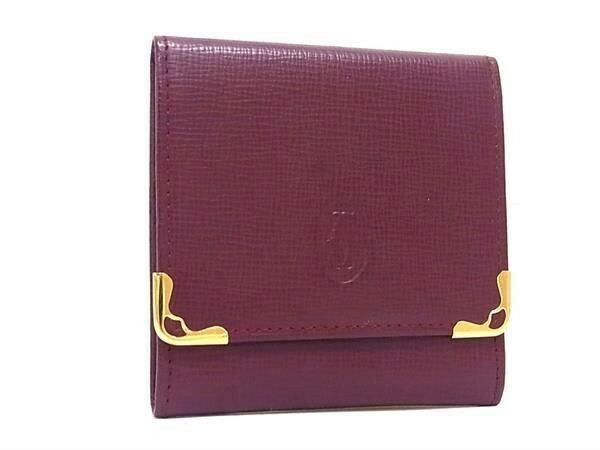 CARTIER - CARTIER カルティエ コインケース マストライン ボルドー系 レザー ユニセックス ゴールド金具 新品未使用展示品【本物保証】【中古】
