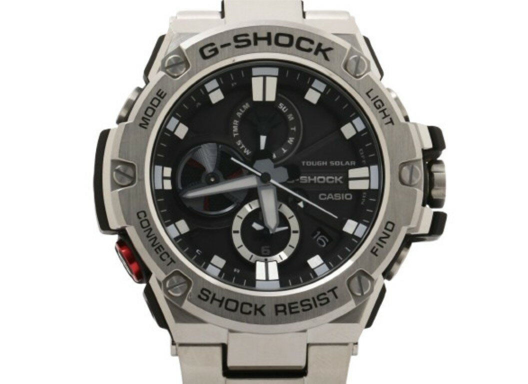 乐天商城 - CASIO カシオ 腕時計 G-SHOCK G-STEEL GST-B100 Series GST-B100D-1AJF ブラック シルバー系 樹脂／ステンレススチール メンズ アナログ 美品【本物保証】【中古】
