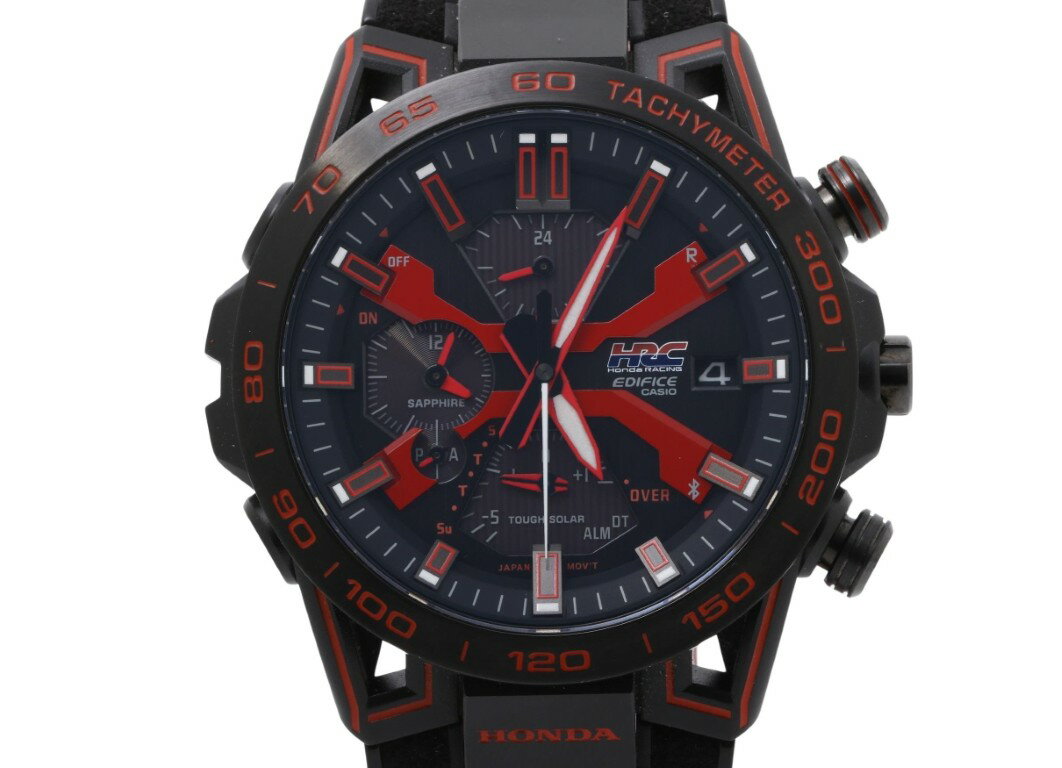 CASIO カシオ 時計 EDIFICE SOSPENSIONE エディフィス Honda Racing Red Edition EQB2000HR1AJR ブラック レッド ステンレススチール メンズ 鈴鹿サーキット60周年記念 アナログ 美品【本物保証】【中古】
